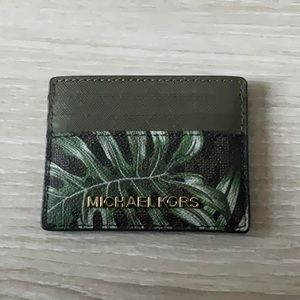 Michael Kors Brown/Olive Travel Card Holder
